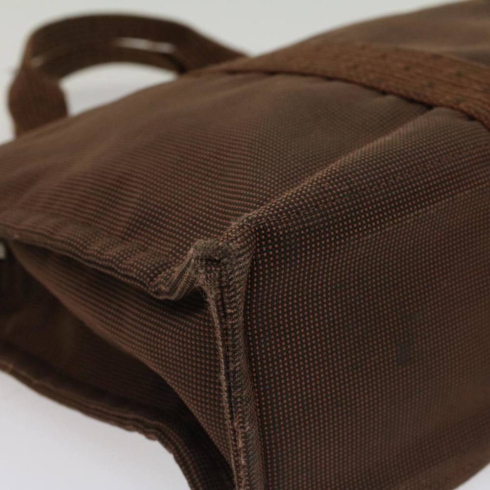 HERMES Her Line MM Hand Bag Canvas Brown Auth bs7825 - Picture 14 of 16